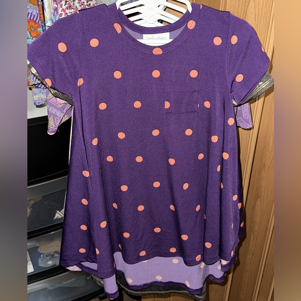 LuLaRoe Purple and Orange Polka Dot Kids Dress
